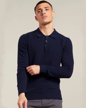 KNITTED POLO DK.NAVY