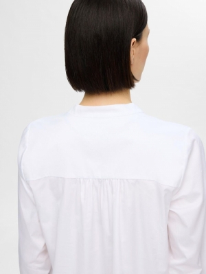 SLFMIRA LS V_NECK BRIGHT WHITE