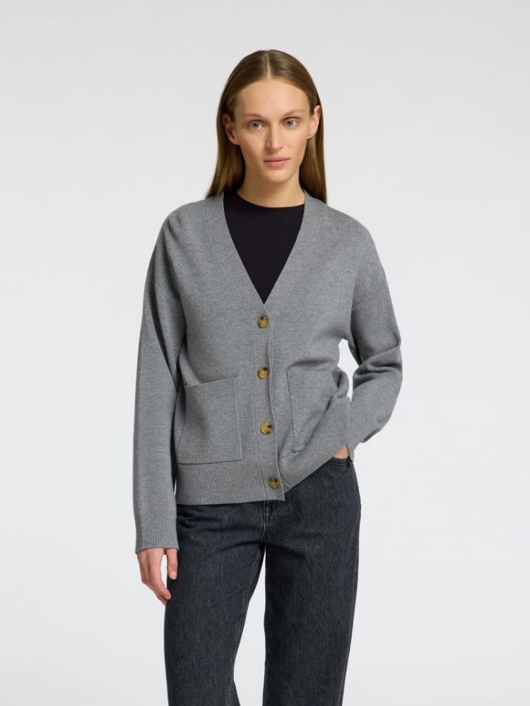 SLFKAMMA LS KNIT MEDIUM GREY MEL